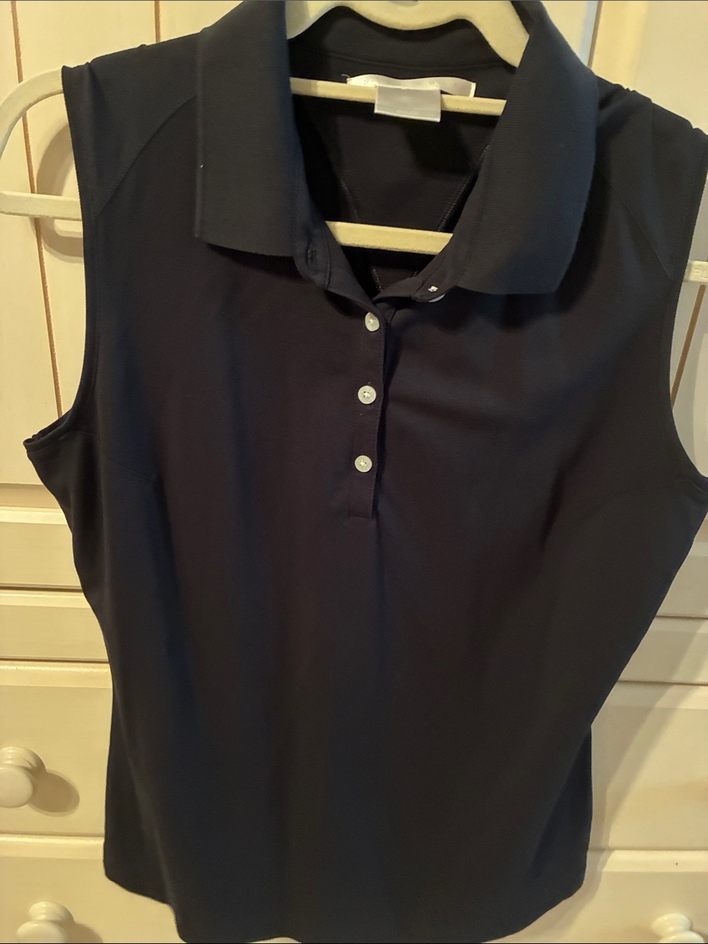 Nike Women's Navy Sleeveless Polo Tank Top - black